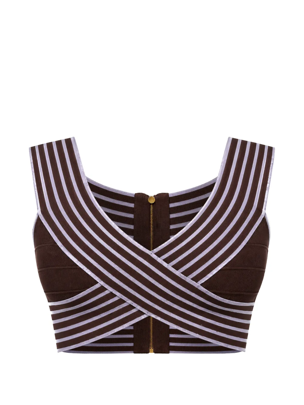 Elisabetta Franchi striped crossover tank top - Marrone