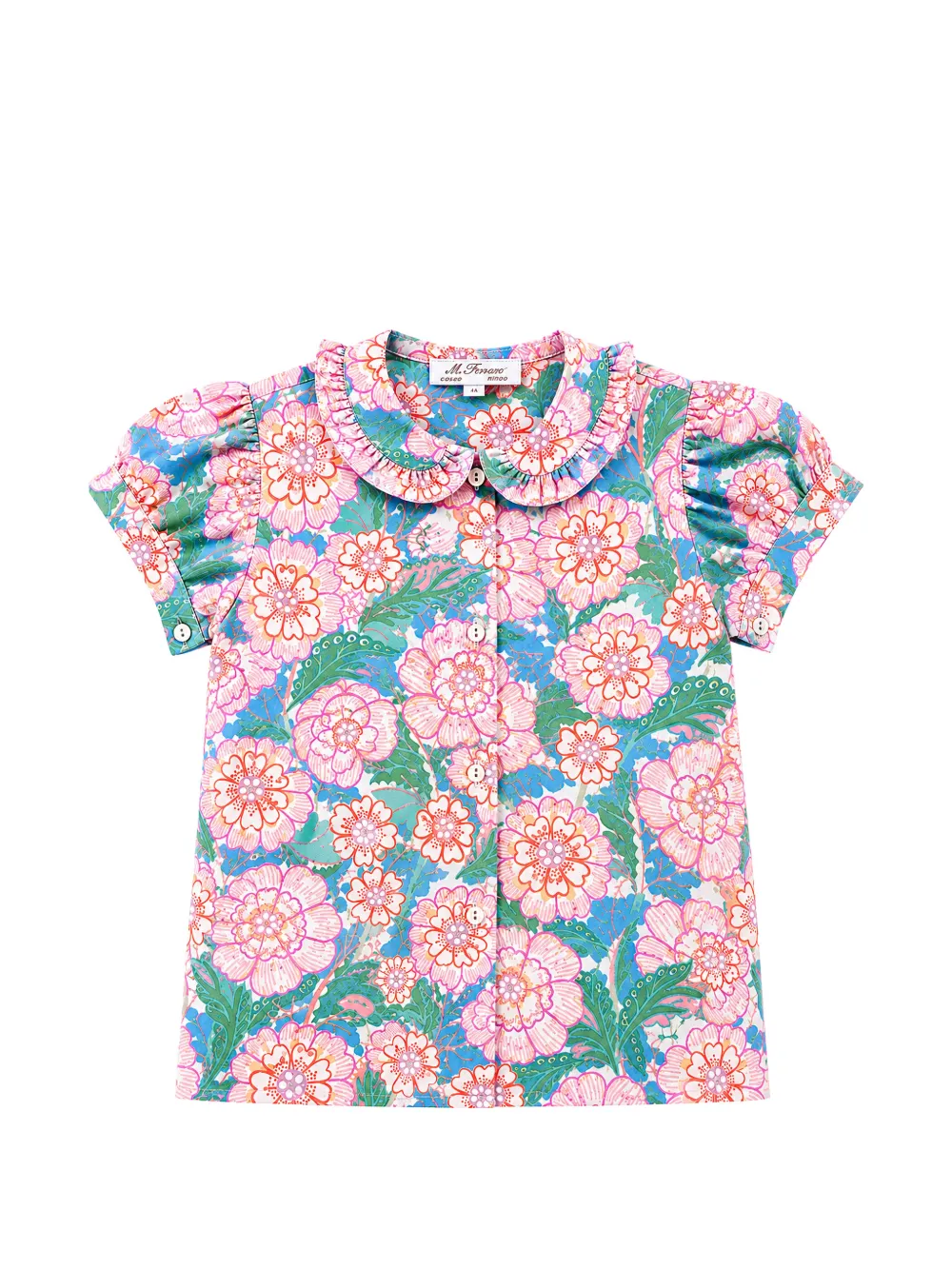 Mariella Ferrari floral-print ruffled-collar blouse - Rosa