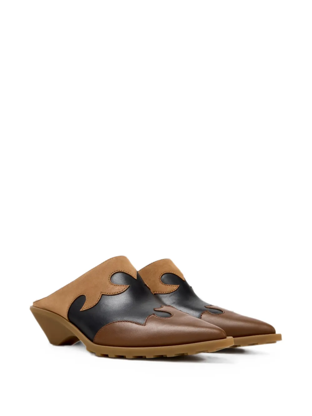 Camper Anita leren muiltjes met vlakken Beige