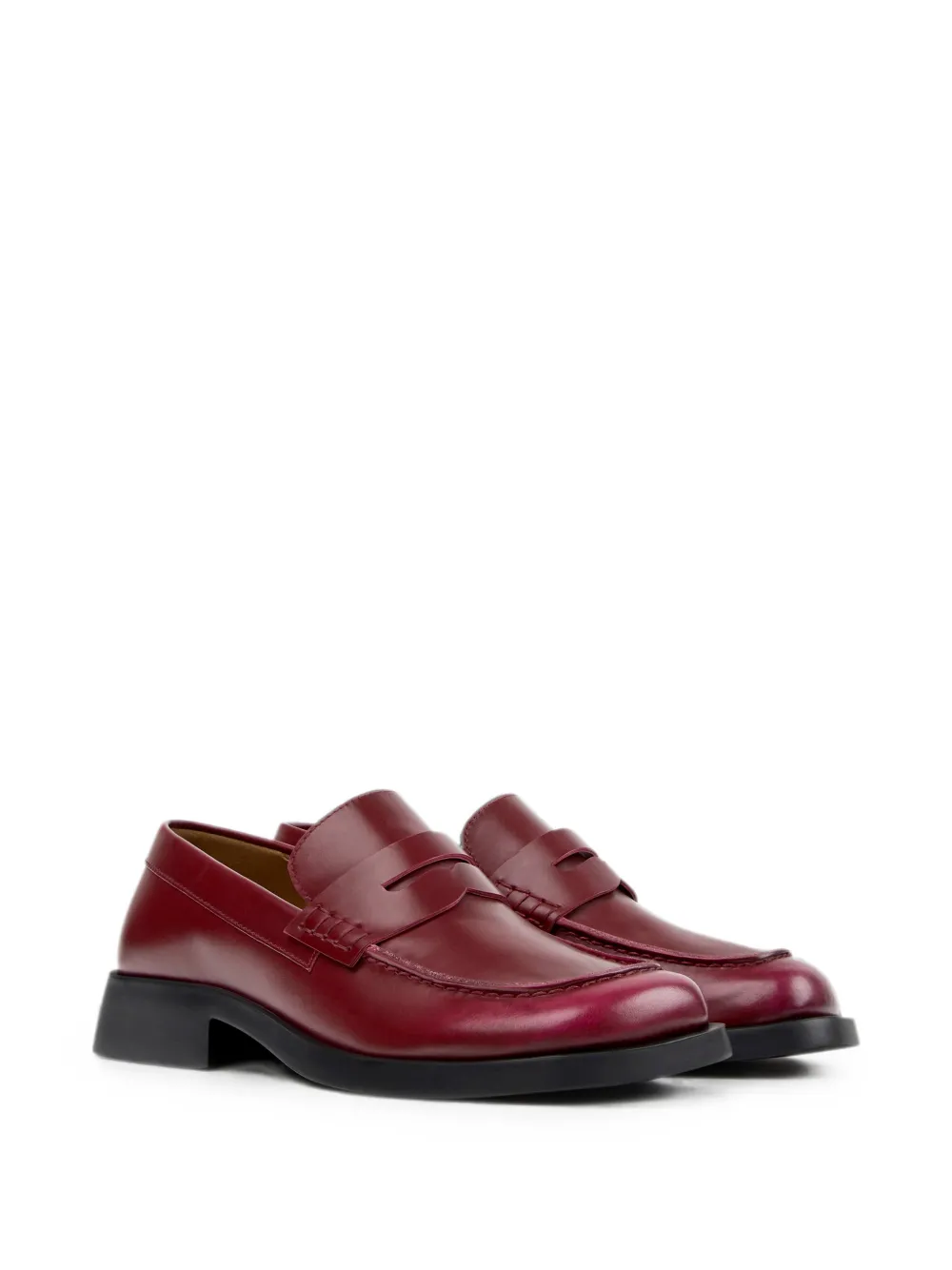 Camper Donna leather square-toe loafers Rood