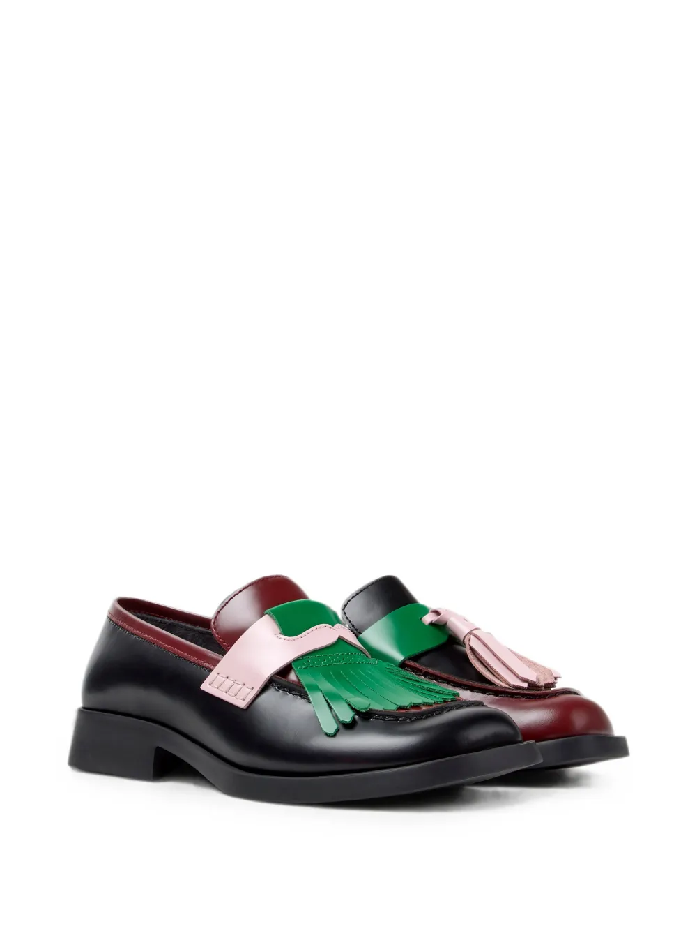 Camper Twins fringed leather loafers Zwart