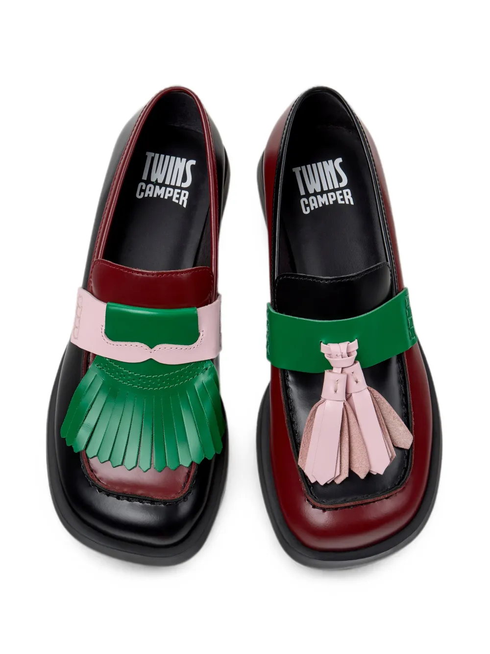 Camper Twins fringed leather loafers Zwart