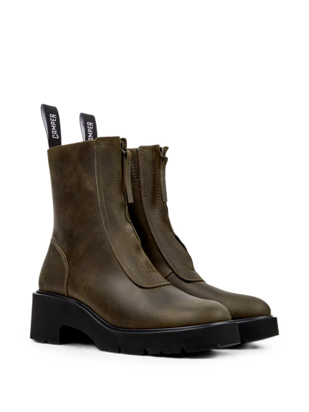 Camper Milah zip-front ankle boots Groen