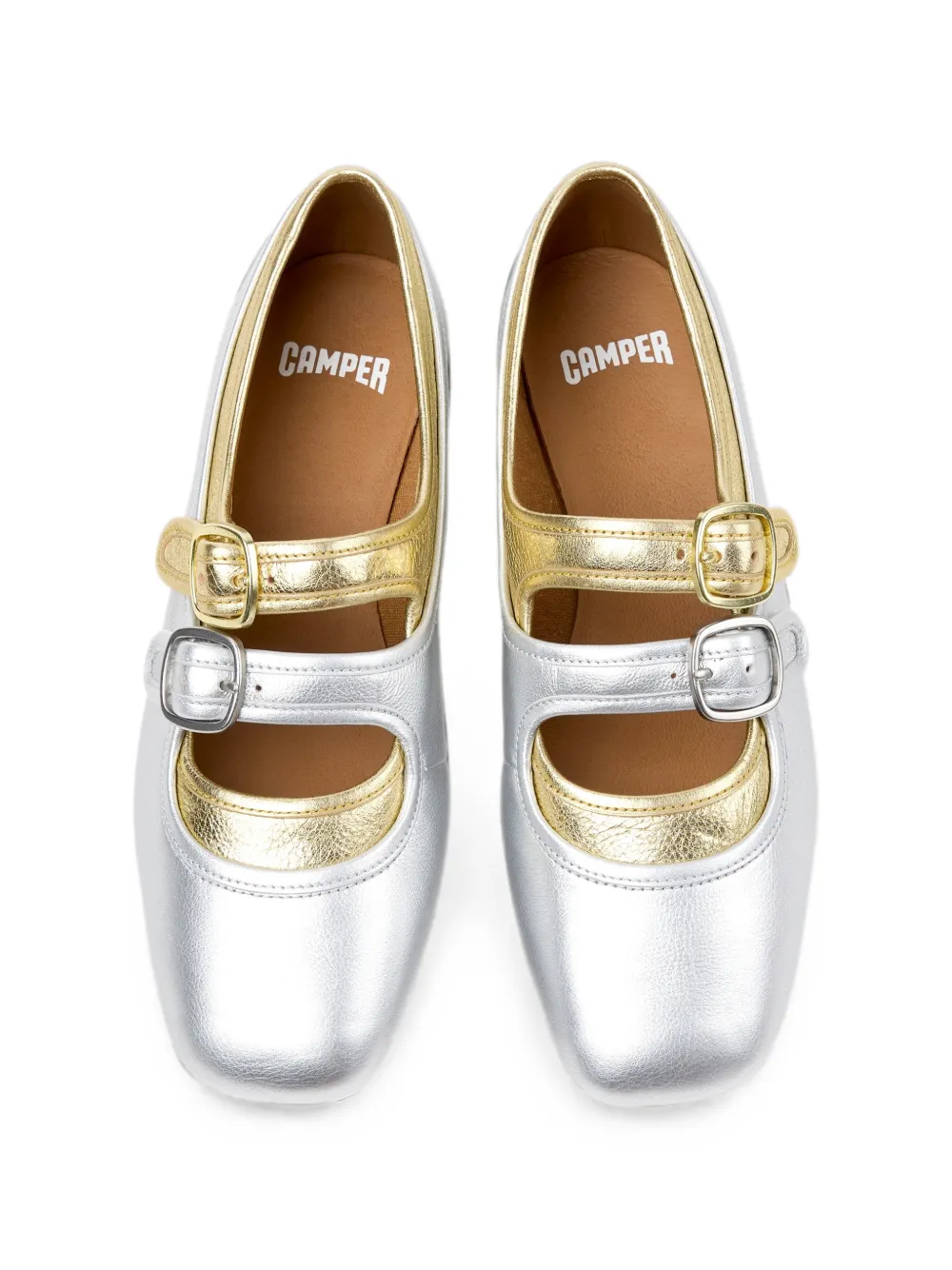 Camper Casi Myra ballerina's met gespsluiting Zilver