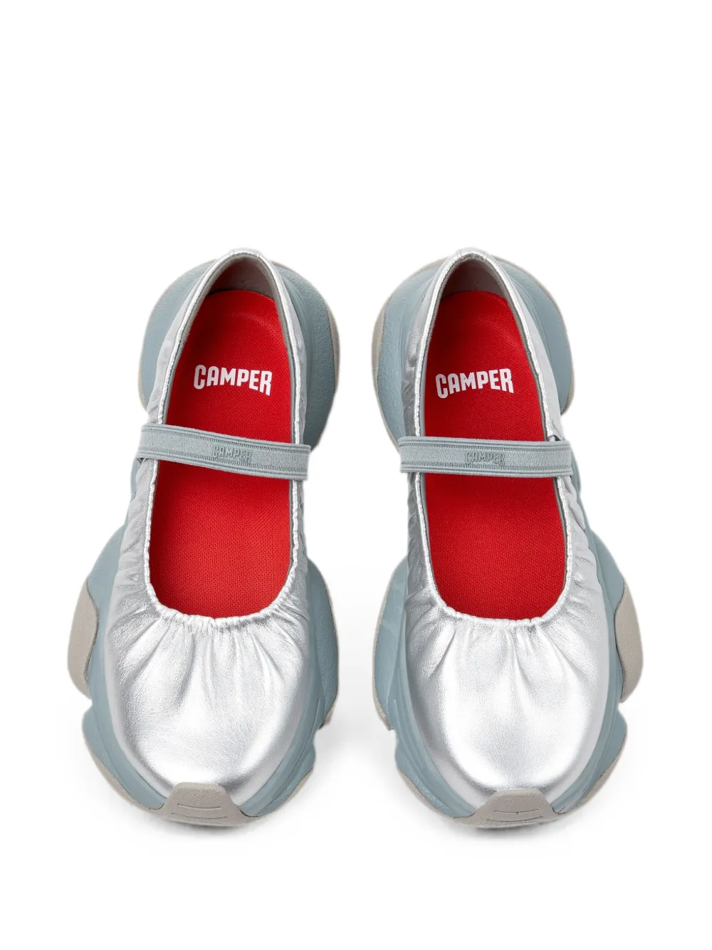 Camper Karst leren ballerina's Zilver