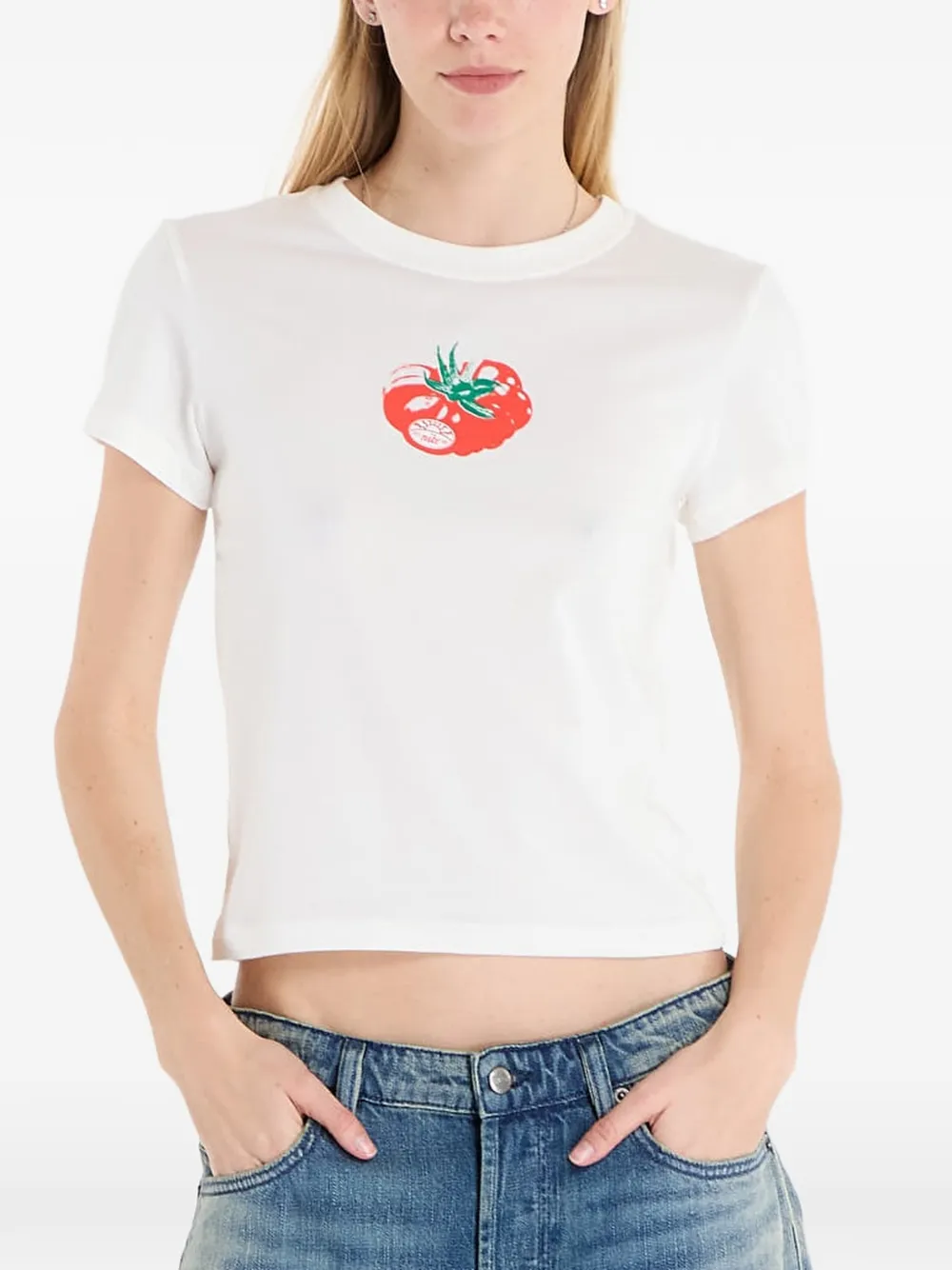 Nike graphic-print cropped T-shirt - Weiß