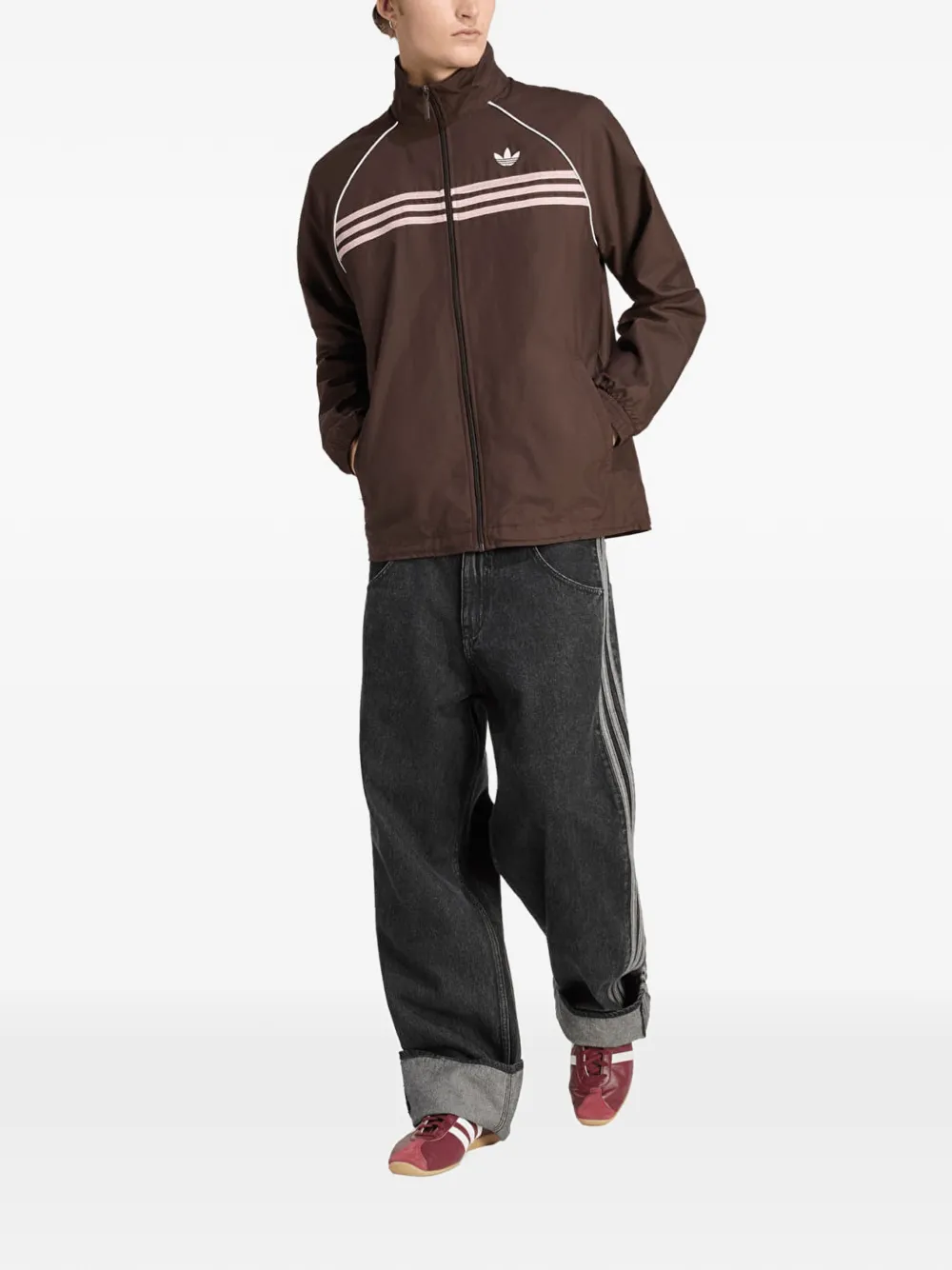 adidas Gestreept trainingsjack met raglan mouwen Bruin