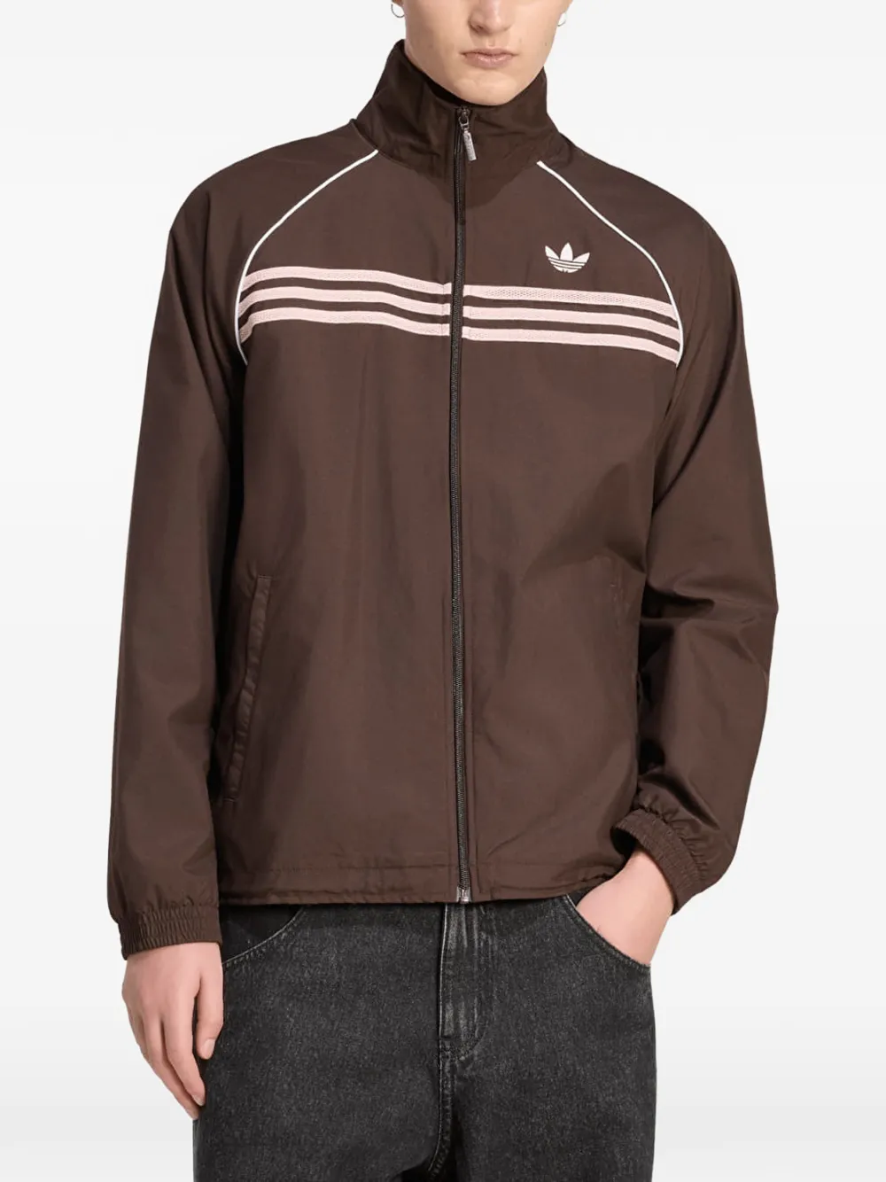 adidas striped raglan-sleeve track jacket - Marrone
