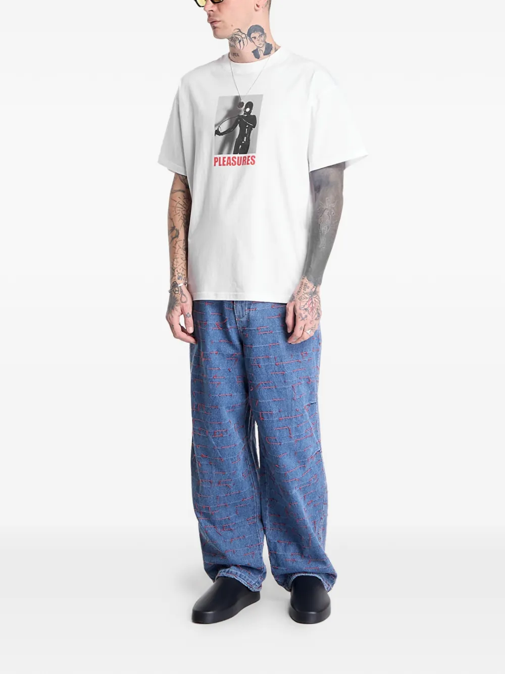 Pleasures Whip T-shirt met print Wit