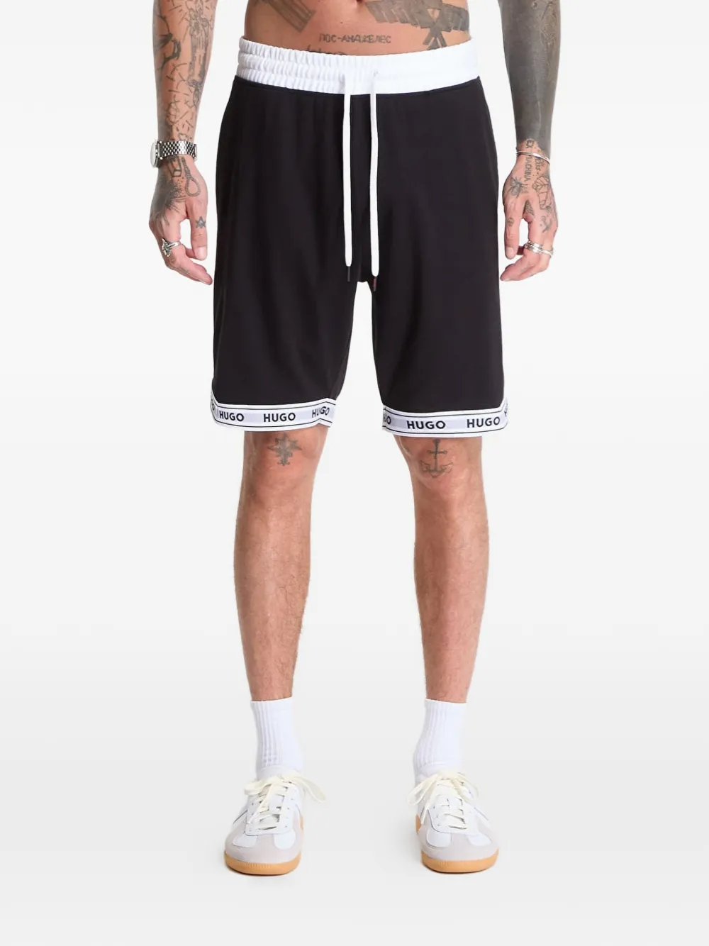HUGO logo-trim drawstring shorts - Nero