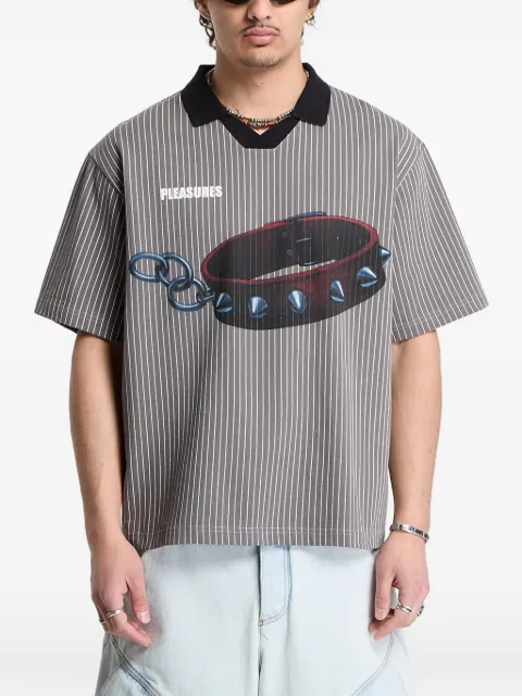 Pleasures pinstripe graphic-print polo shirt