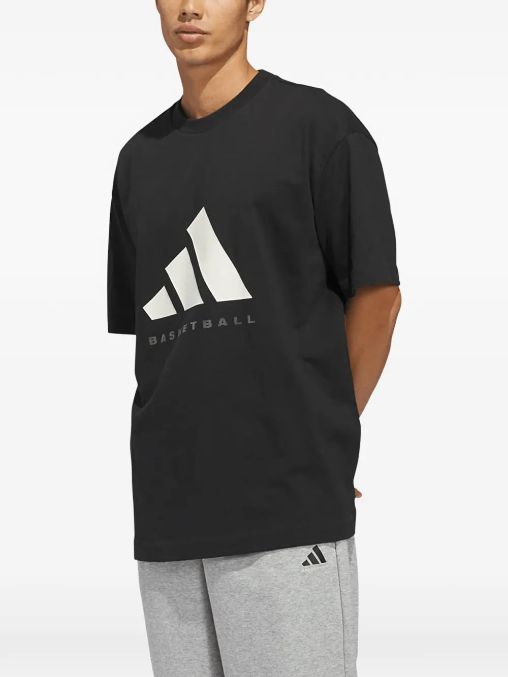 adidas logo-print cotton T-shirt Zwart