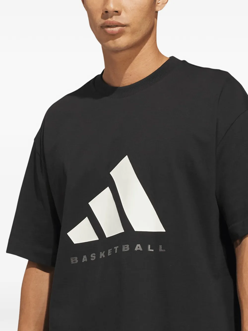 adidas logo-print cotton T-shirt Zwart