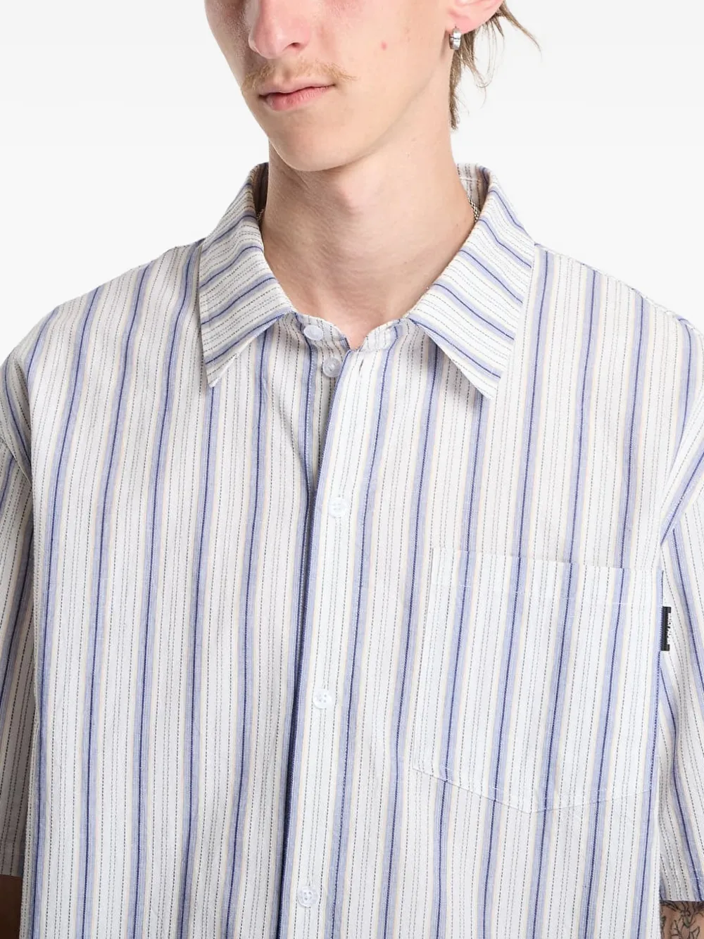 Daily Paper Gestreept shirt met logo-print Wit