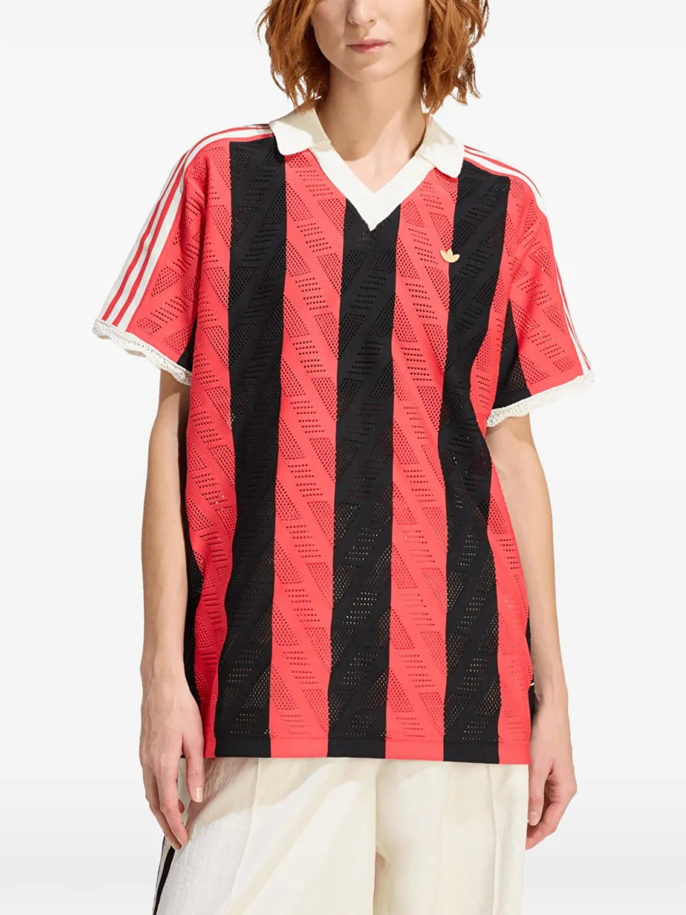 adidas striped short-sleeve T-shirt - Rosso
