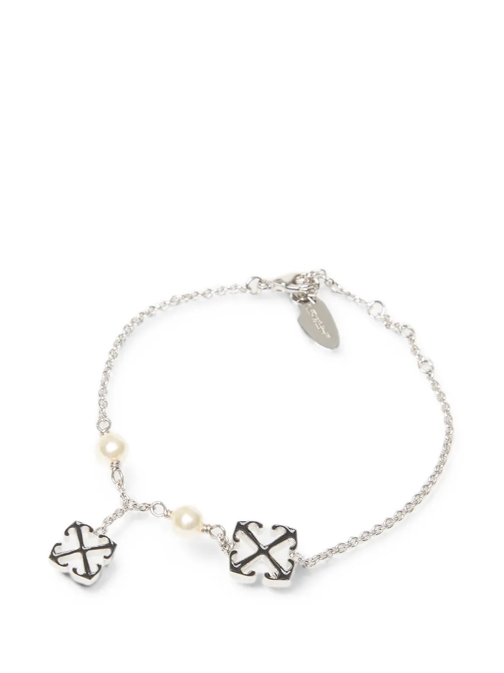 Off-white Arrows Faux-pearl Bracelet In Gray