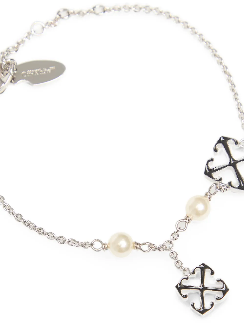  Off-white Pulsera Arrows Con Perlas Artificiales - Plateado 