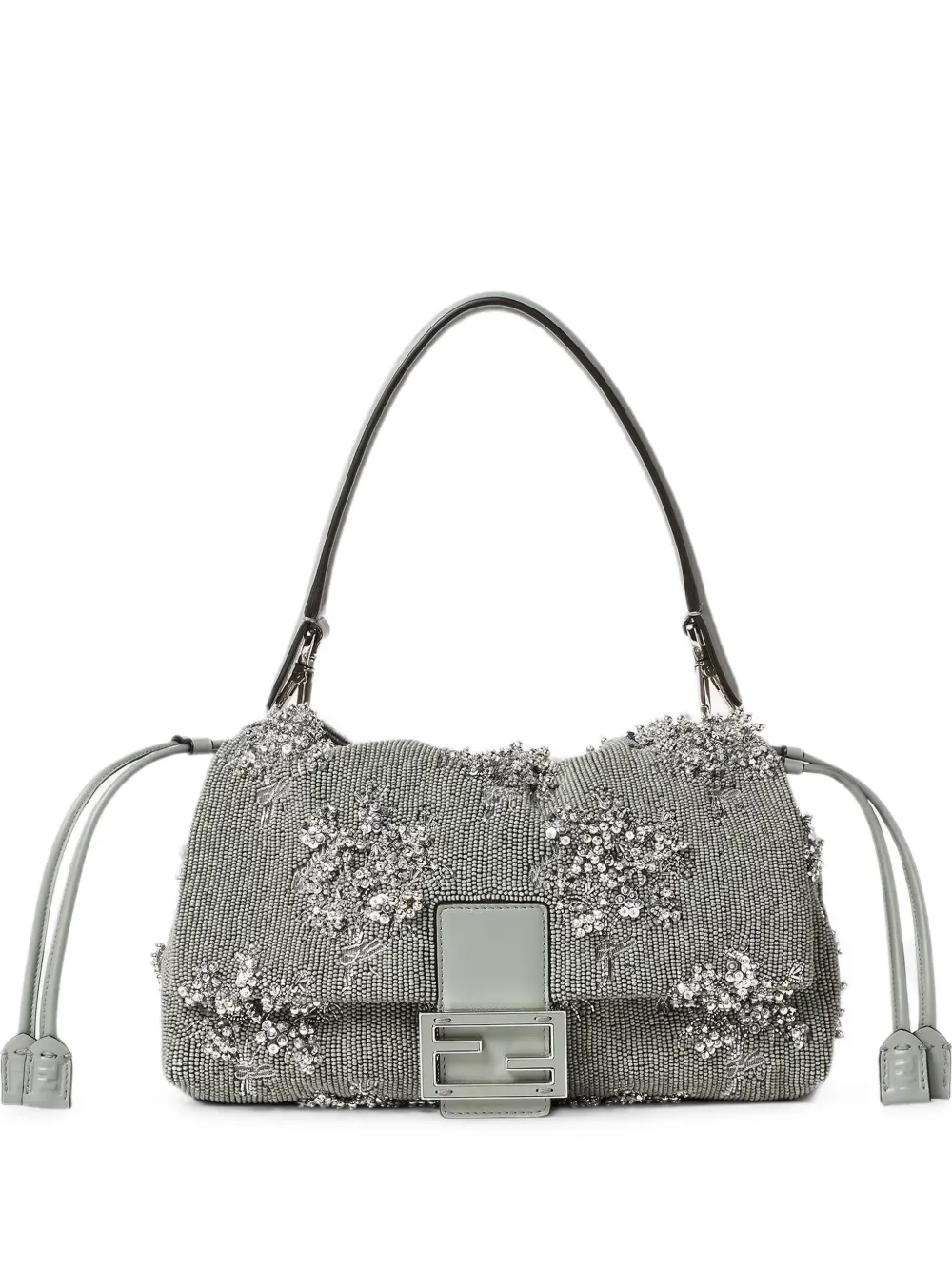 FENDI medium Mamma Baguette floral-embellished shoulder bag - Green