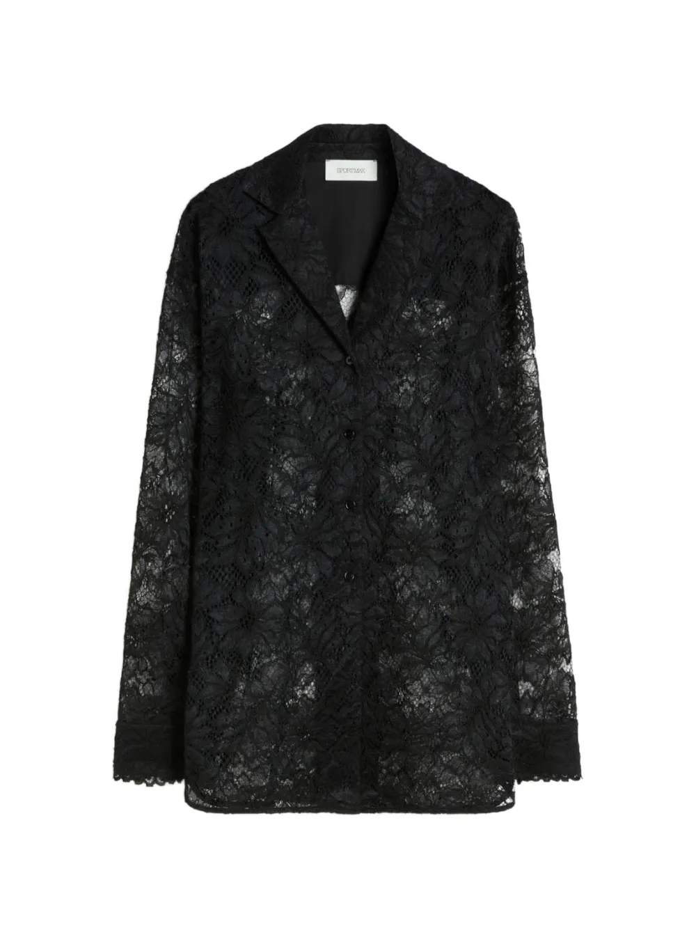 Sportmax floral-lace notched-lapel shirt - Nero