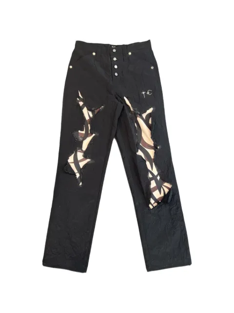 THUG CLUB camouflage-print distressed trousers