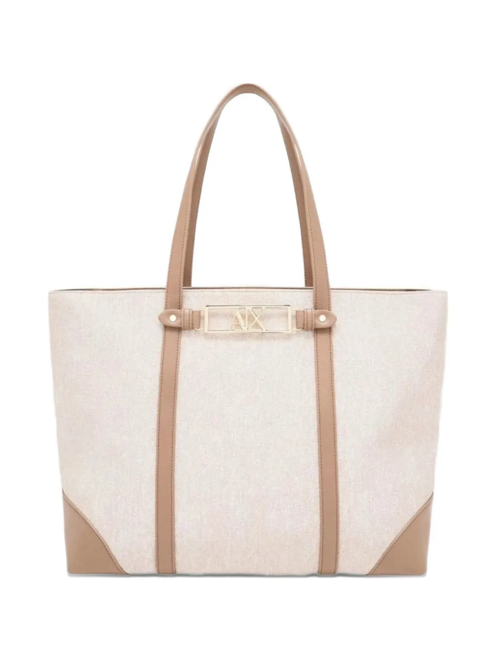 Armani Exchange Borsa tote con placca logo - Toni neutri
