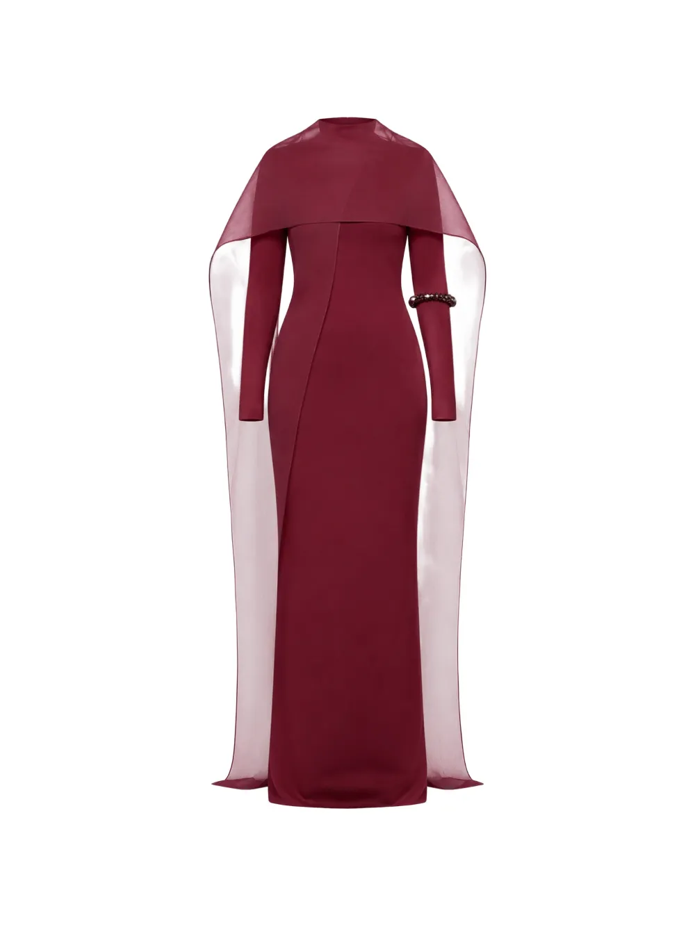 Chats By C.dam Shahi Cape-overlay Maxi Dress In Burgundy