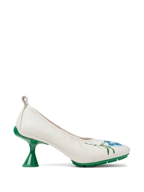 Camper Right Left Twins floral-embroidered pumps