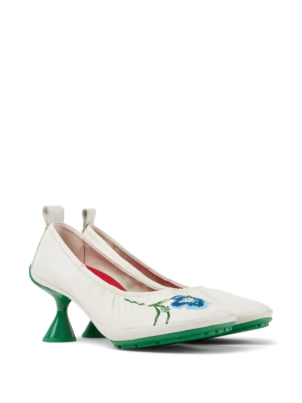 Camper Twins pumps met geborduurde bloemen Wit