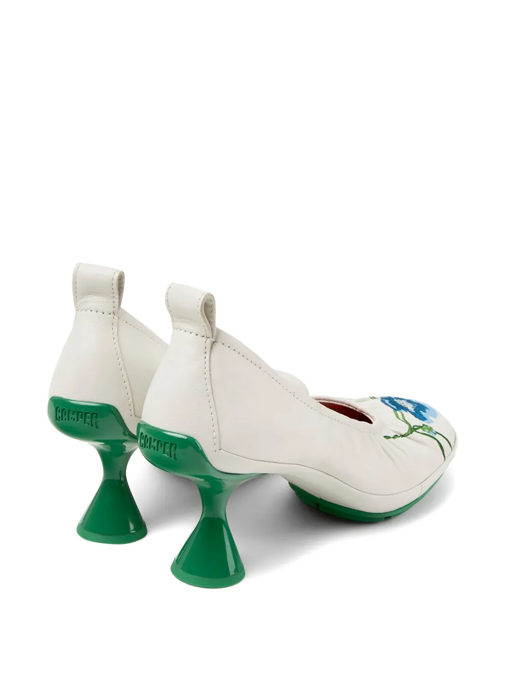 Camper Twins pumps met geborduurde bloemen Wit