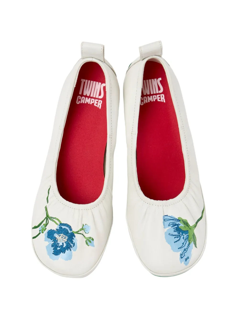 Camper Twins pumps met geborduurde bloemen Wit