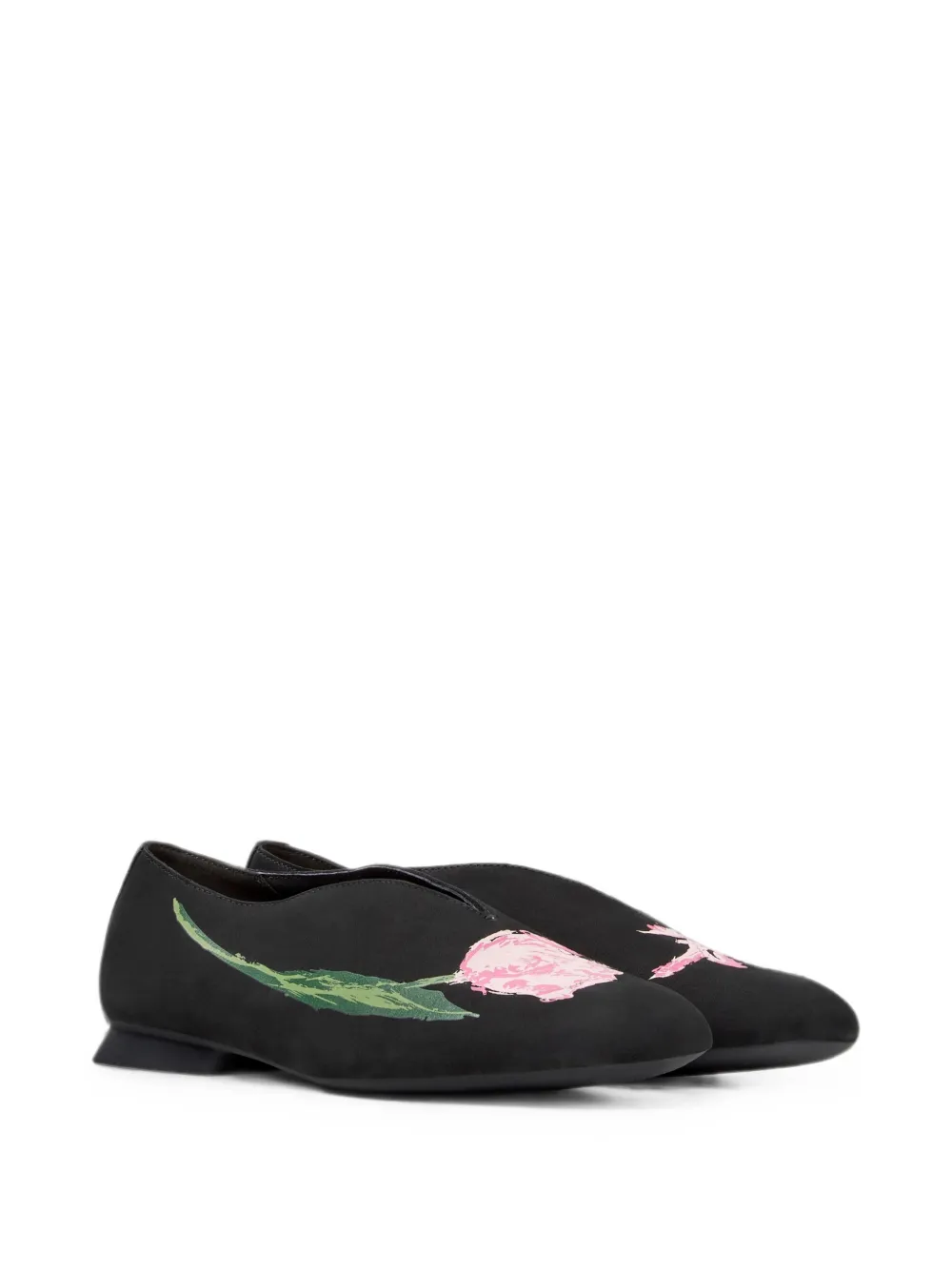 Camper Casi Myra ballerina's met bloemenprint Zwart