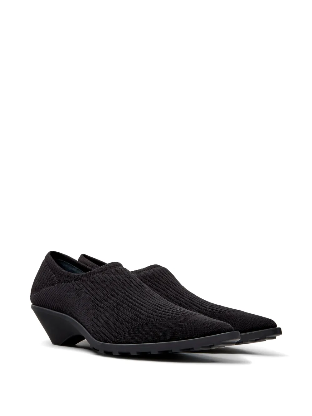 Camper x Issey Miyake Anna geribbelde loafers met puntige neus Zwart