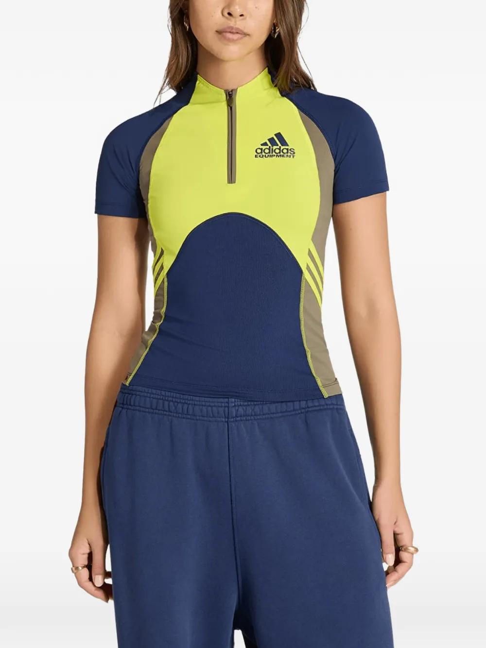 adidas Equipment zip-neck T-shirt - Blu