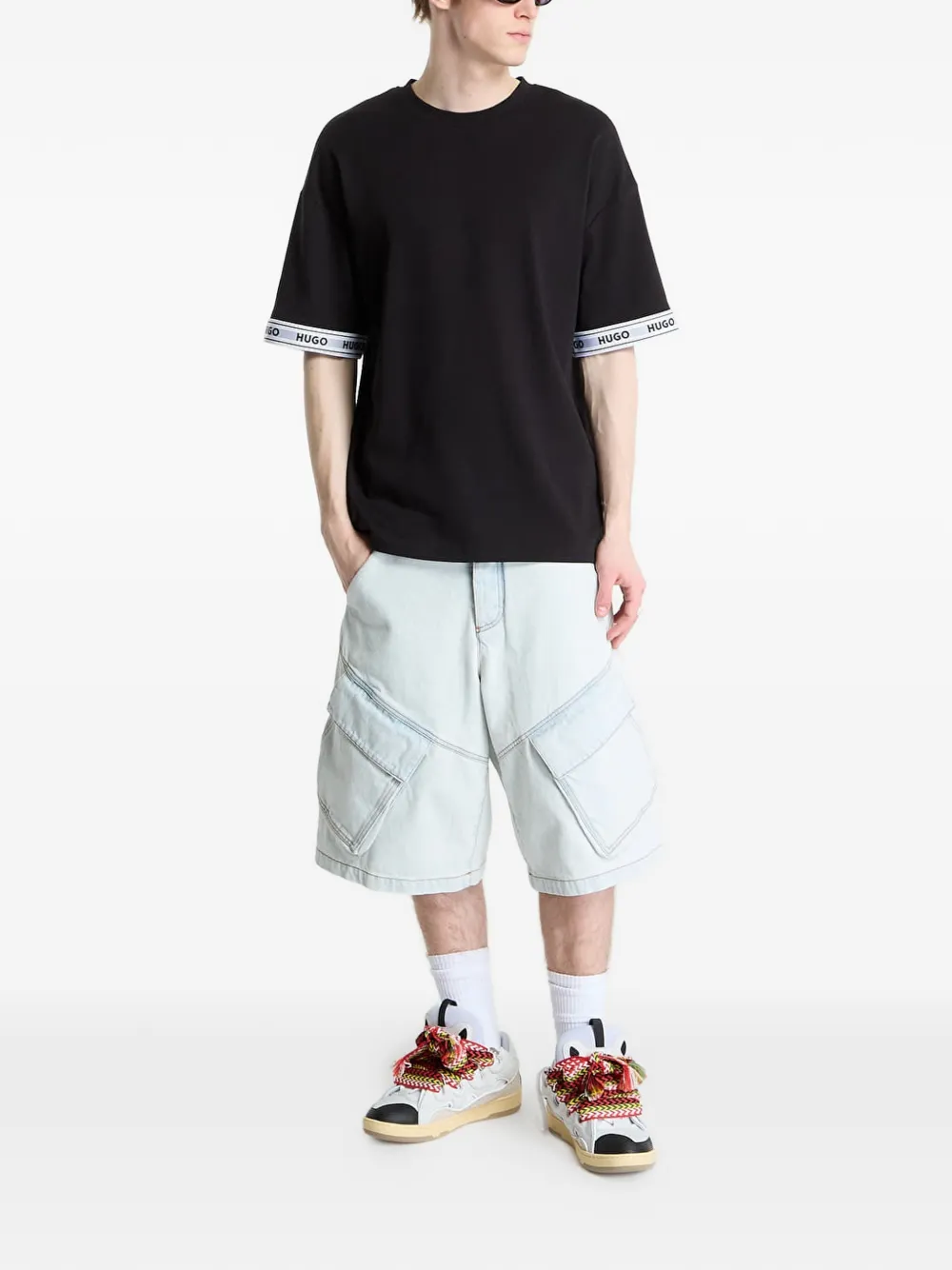 HUGO T-shirt met logo Zwart