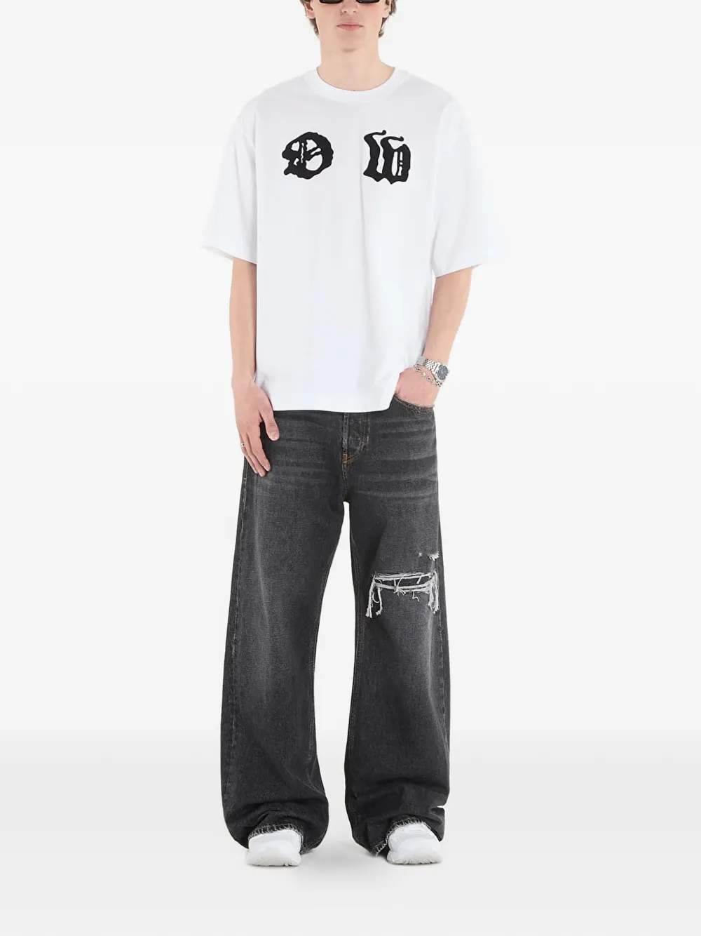 Off-White T-shirt met print Wit