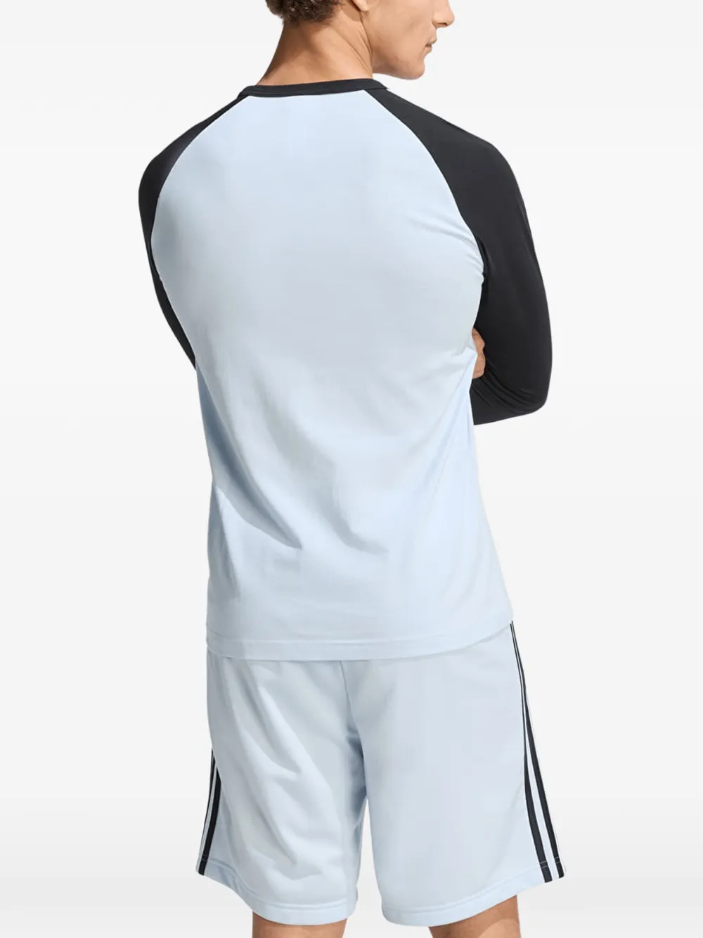 adidas T-shirt met raglan mouwen en 3 strepen Blauw