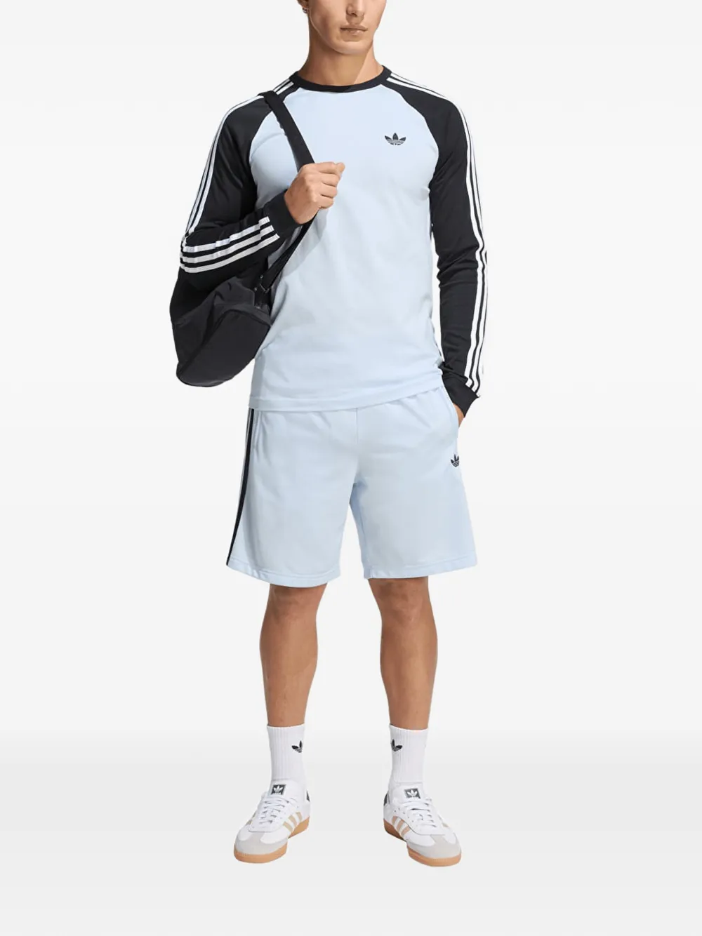 adidas T-shirt met raglan mouwen en 3 strepen Blauw