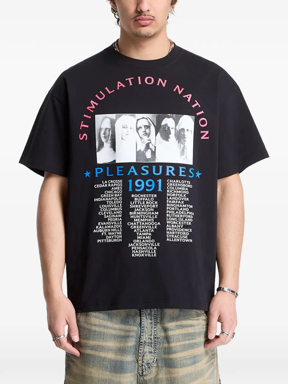Pleasures Stimulation Nation graphic-print T-shirt - Nero