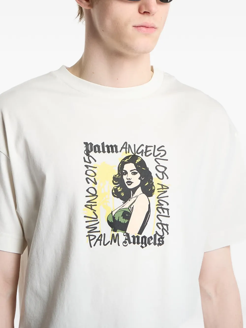 Palm Angels T-shirt met print Beige