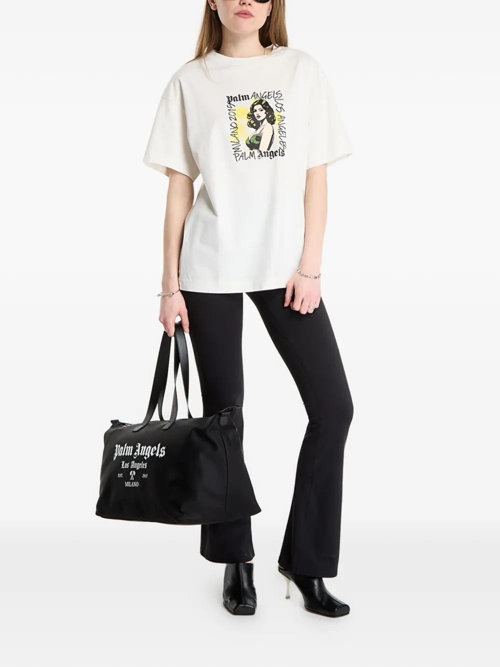 Palm Angels T-shirt met print Beige