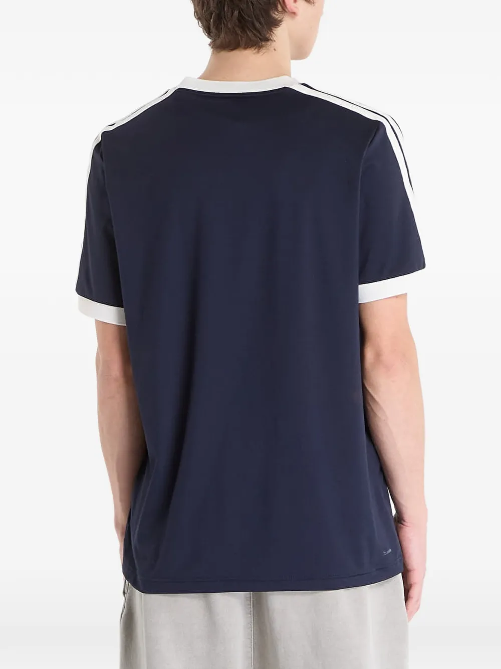 adidas V-neck striped T-shirt Blauw