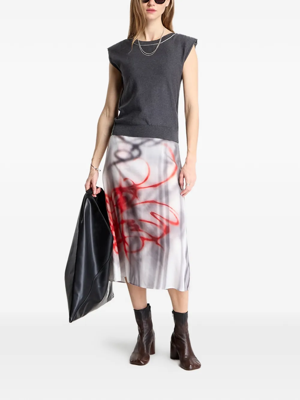 MM6 Maison Margiela Top met korte mouwen en logopatch Grijs