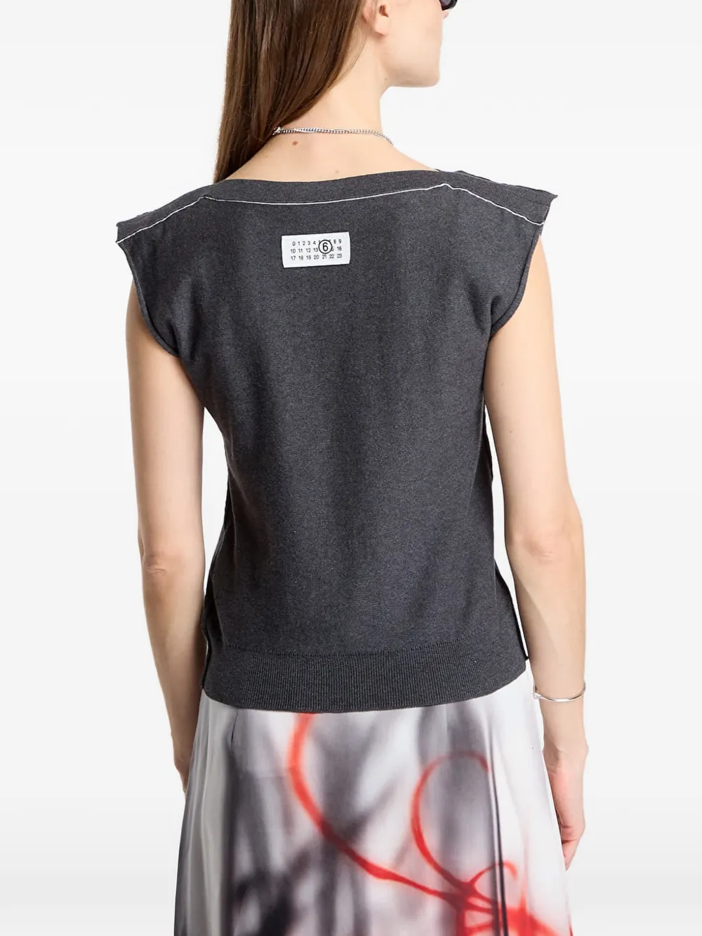 MM6 Maison Margiela Top met korte mouwen en logopatch Grijs