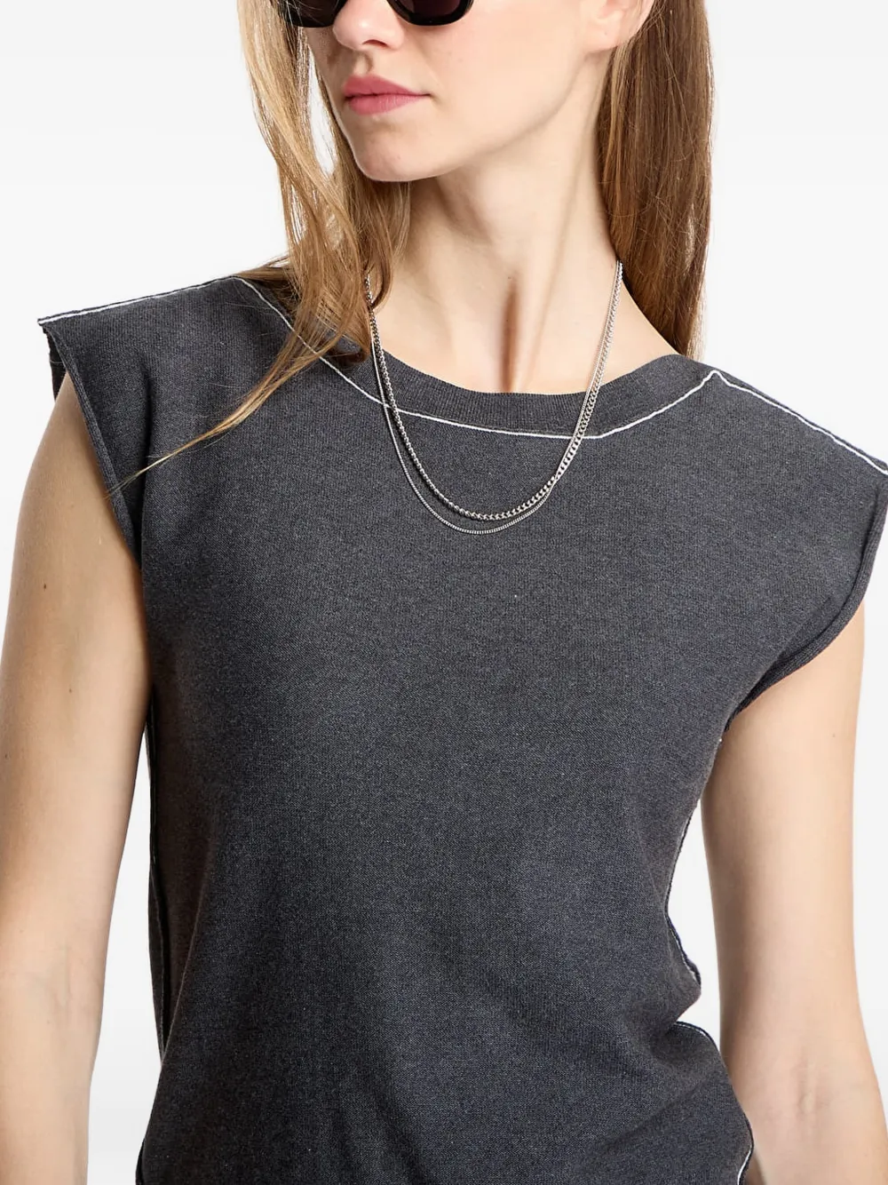 MM6 Maison Margiela Top met korte mouwen en logopatch Grijs