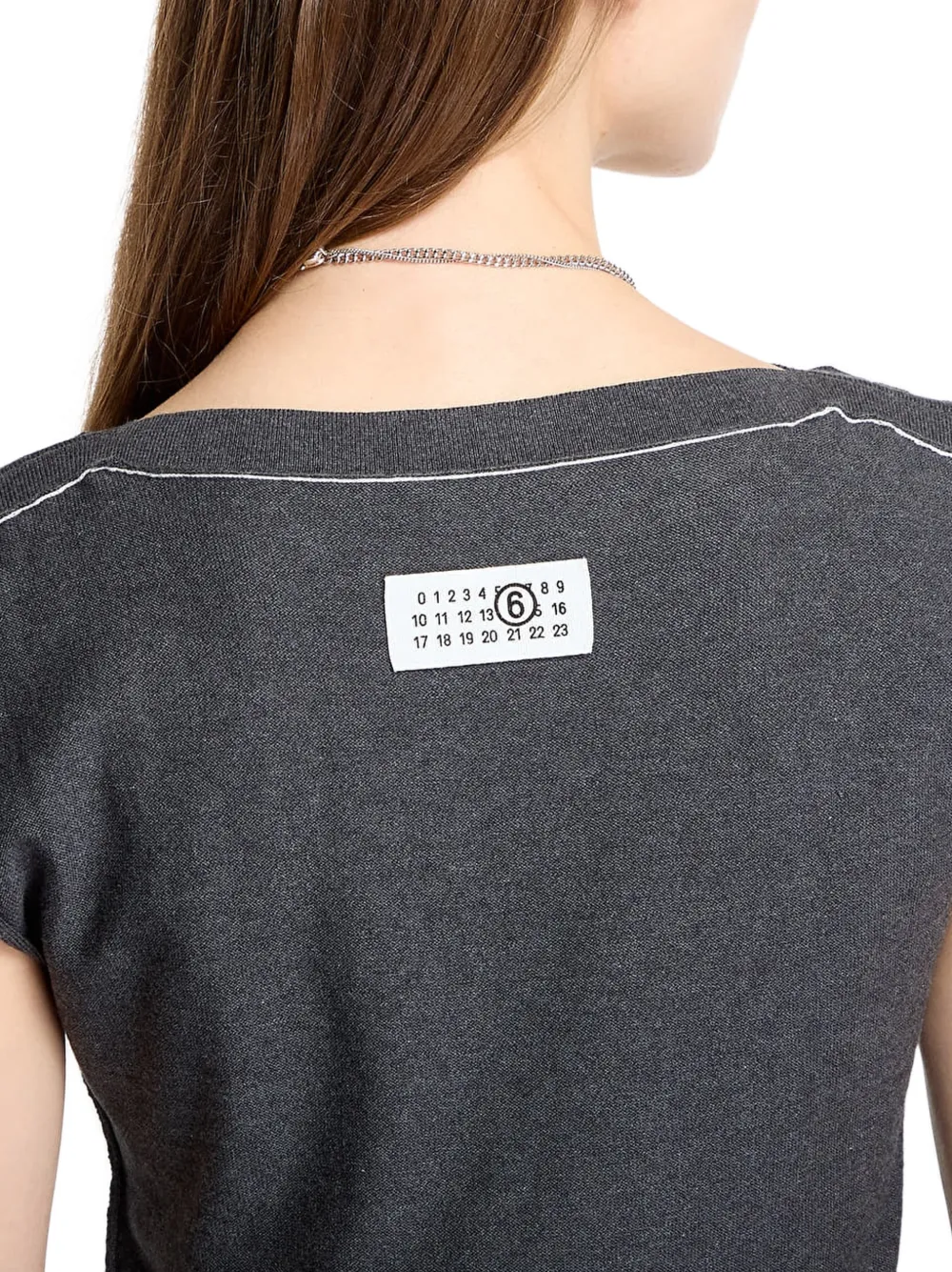 MM6 Maison Margiela Top met korte mouwen en logopatch Grijs