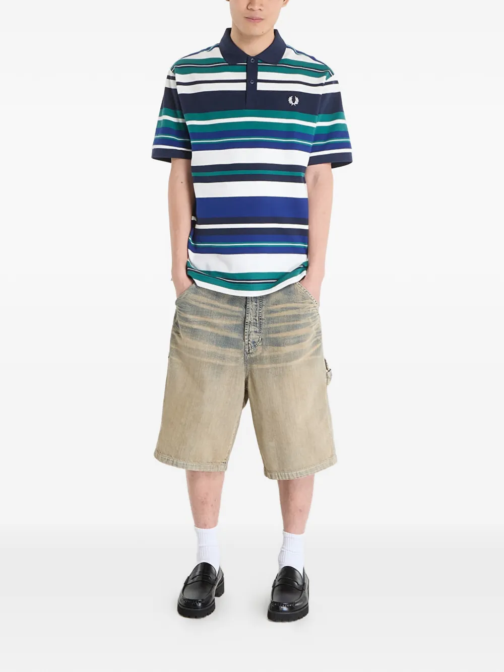 Fred Perry Ruimvallend gestreept poloshirt Blauw