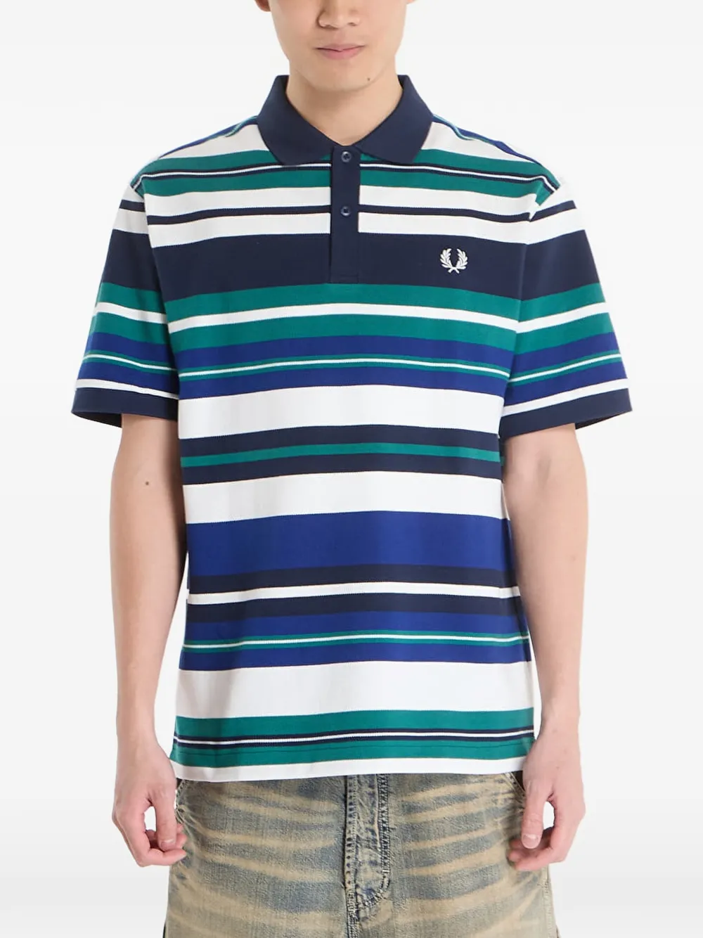 Fred Perry striped relaxed-fit polo shirt - Blu