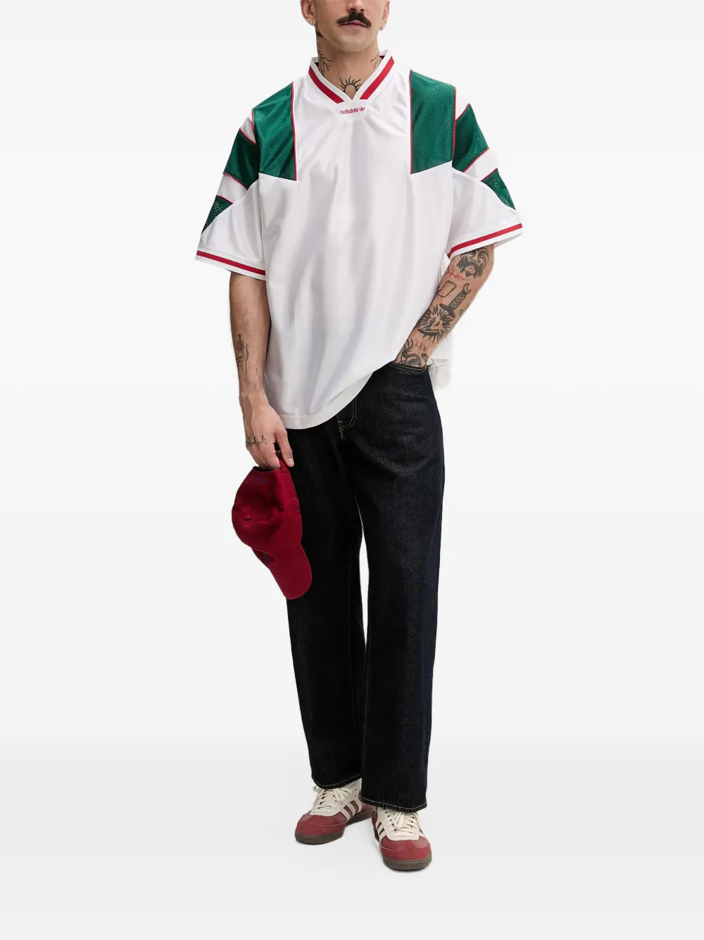 adidas Jersey T-shirt met mesh vlak Wit