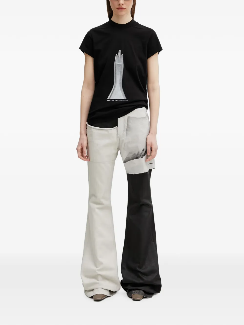 Rick Owens DRKSHDW Flared jeans met patchwork Zwart
