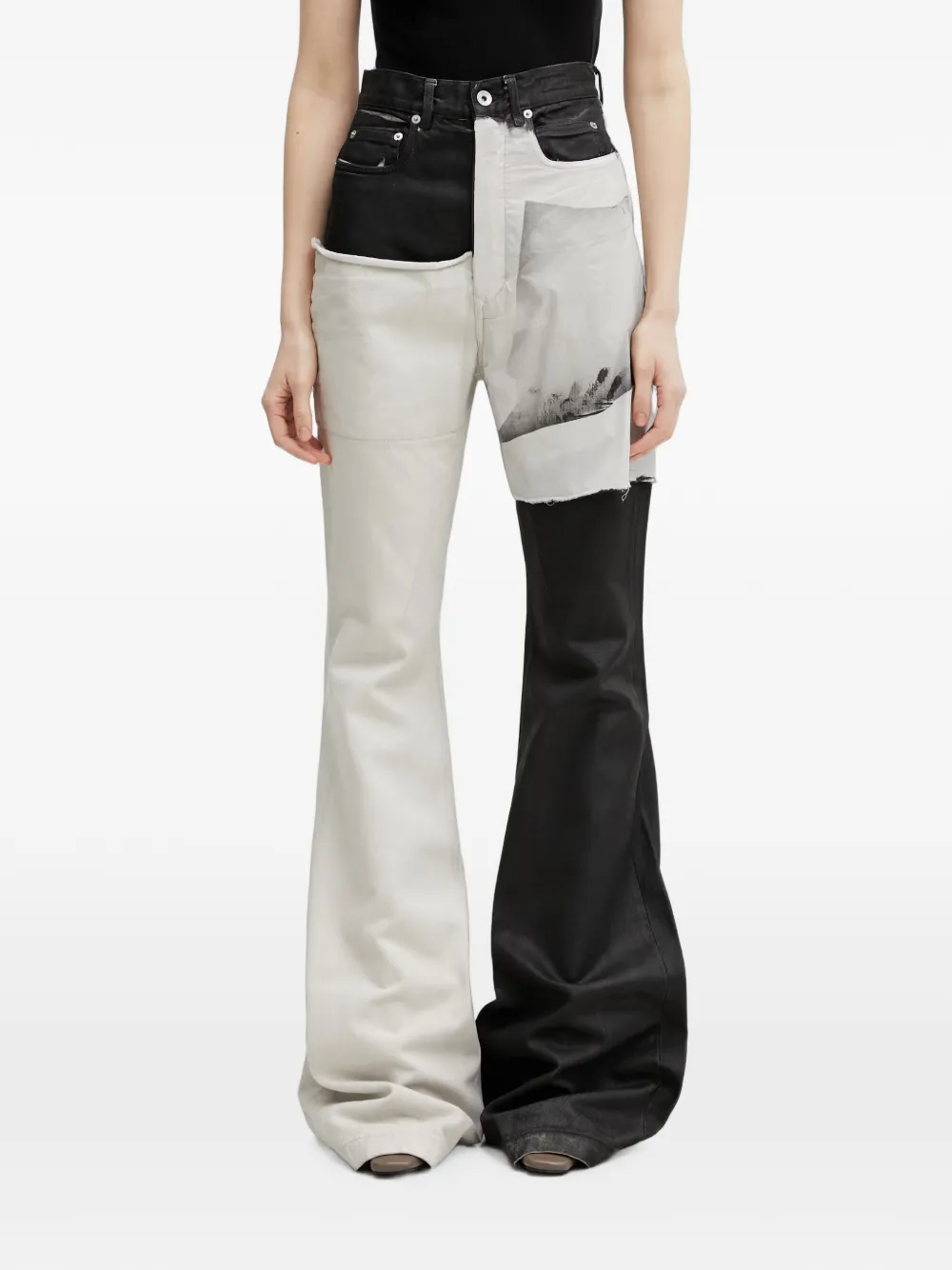 Rick Owens DRKSHDW patchwork flared jeans - Nero